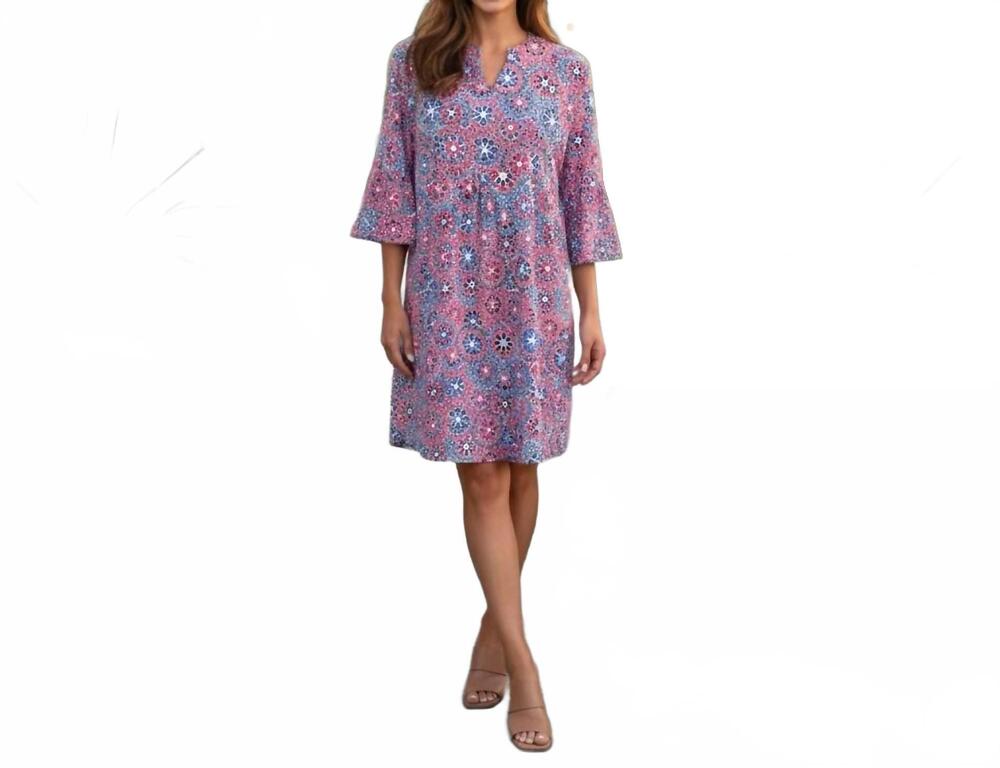 NEW KATHERINE WAY greenwich bell cuff tunic dress in sussudio americana
